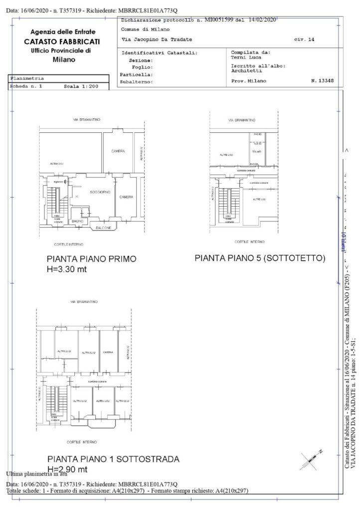 Trilocale via da Tradate Milano - planimetria